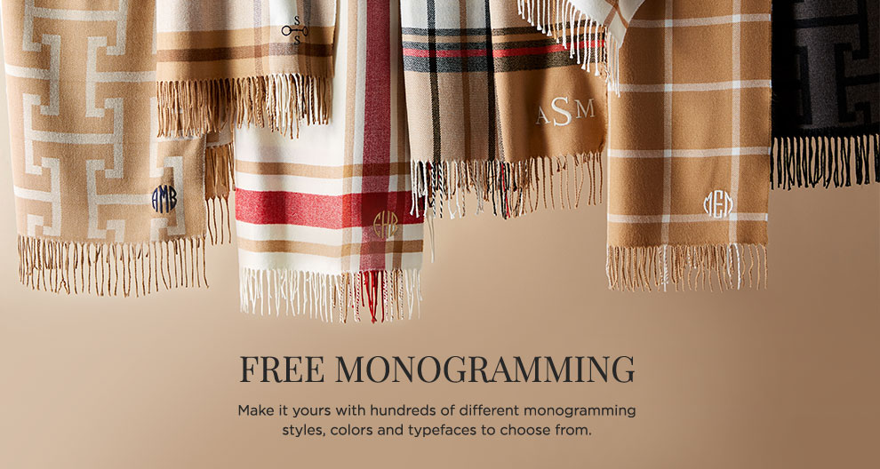 Free Monogramming. Make it yours with hundreds of different monogramming styles, colors and typefaces to choose from.