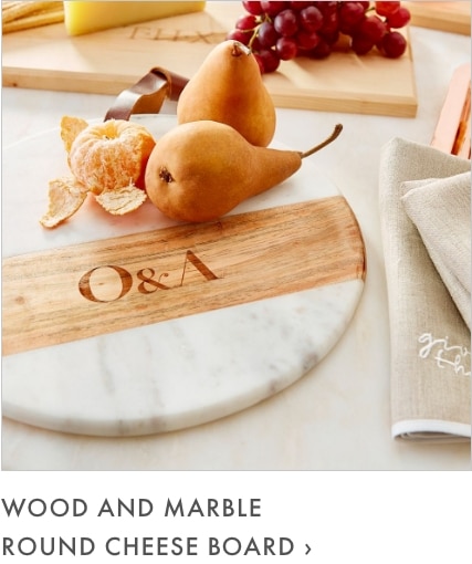 Wood and Marble Round Cheese Board >