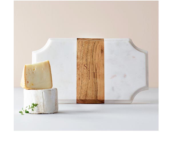 Wood and Marble Beveled Cheese Board