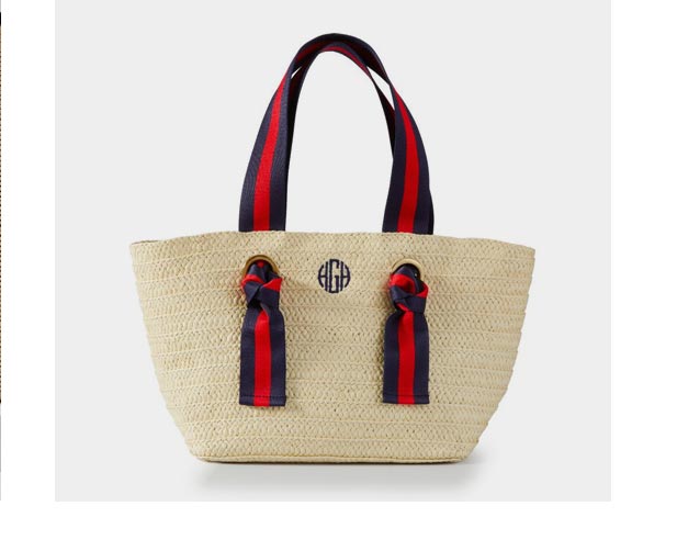 Ribbon Straw Beach Tote >