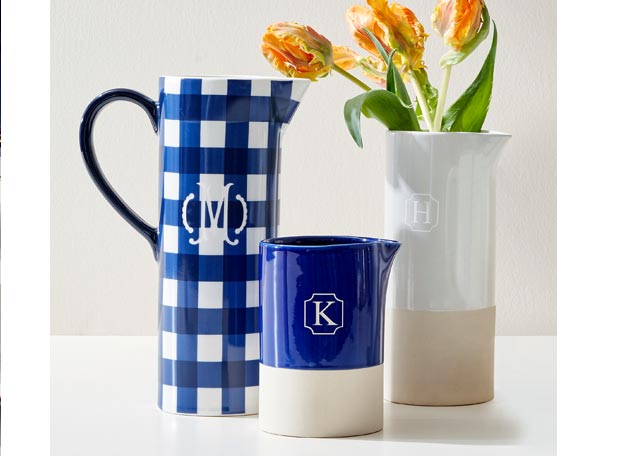 Gingham Ceramic Pitcher >