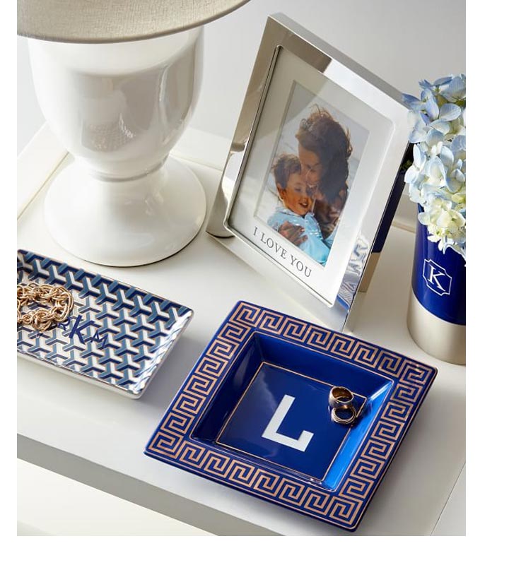 Greek Key Ceramic Catchall >