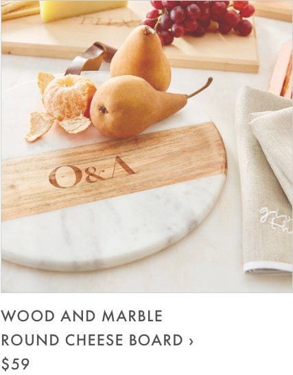 Wood and Marble Round Cheese Board >