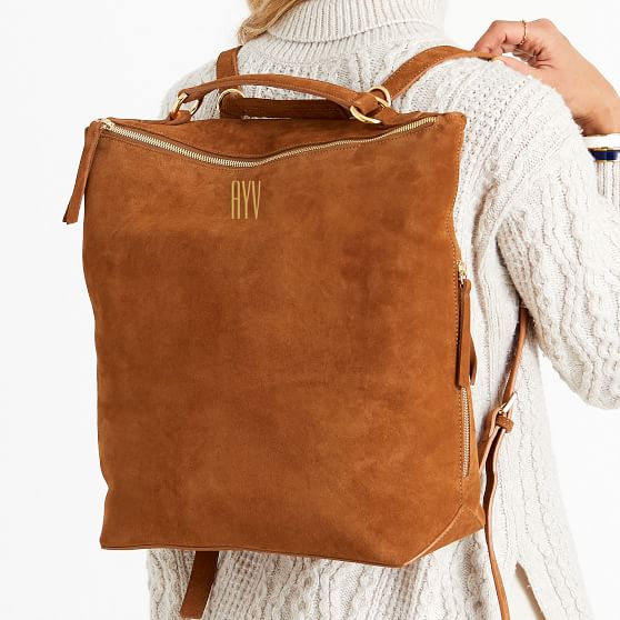 leather suede backpack