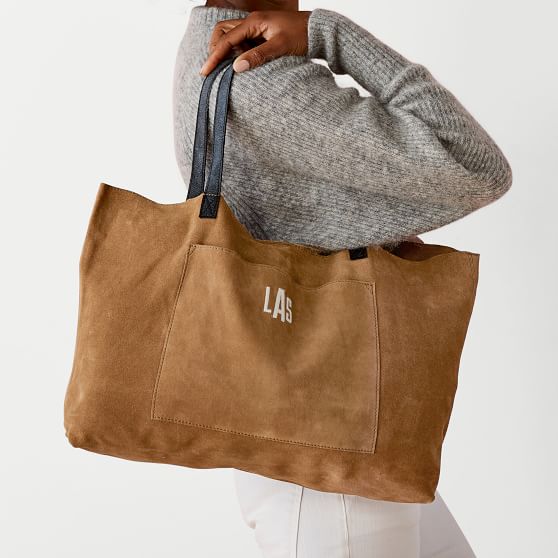 tan suede tote bag