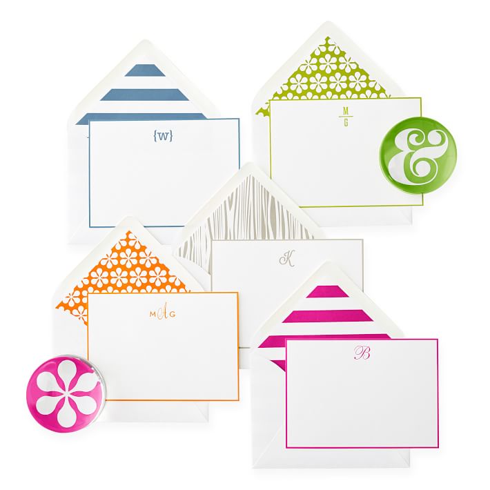 Letterpress Striped Personalized Stationery Cards - Set of ...
