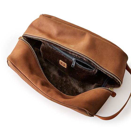 Monogrammed Leather Travel Shoe Bag 