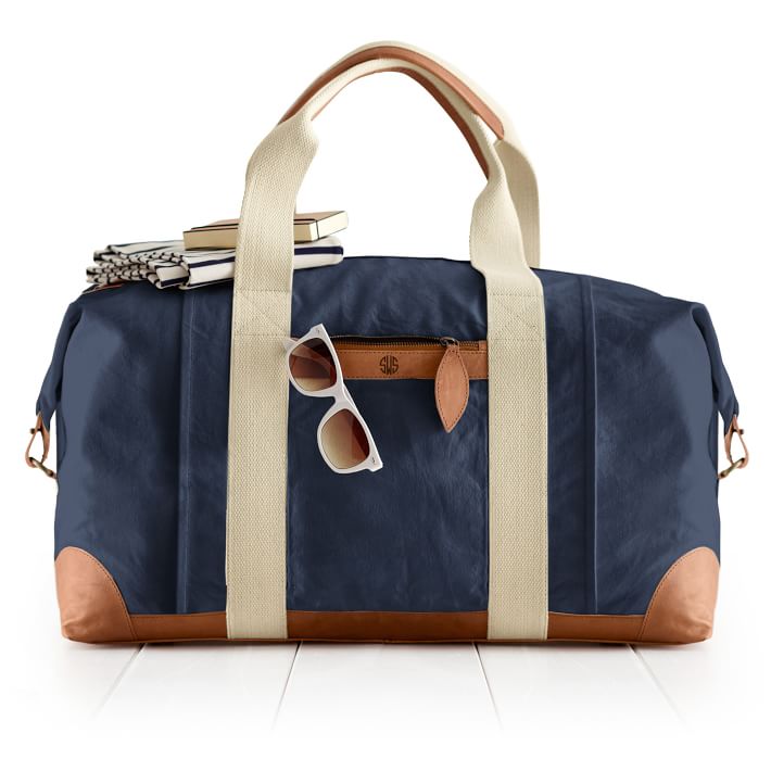 Personalized Canvas And Leather Weekender Bag Mark And Graham