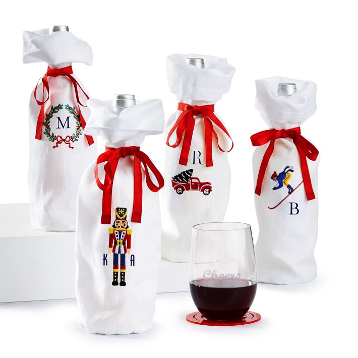 embroidered wine bags