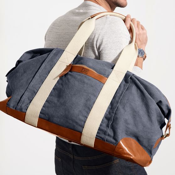 canvas and leather weekender bag