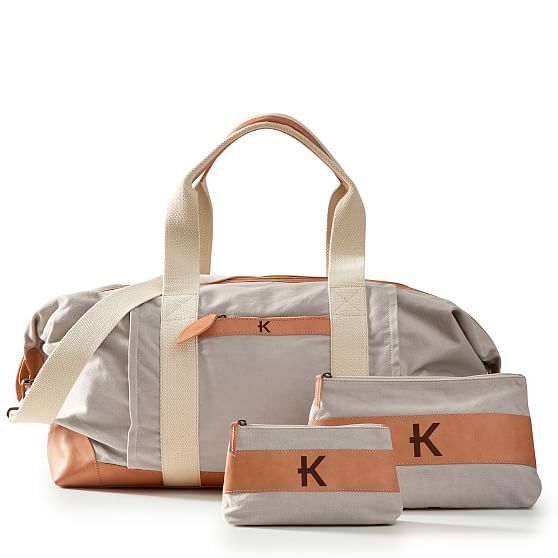 Personalized Canvas And Leather Weekender Bag Mark And Graham
