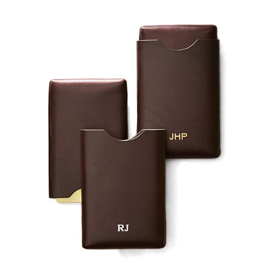 monogrammed leather business card holder