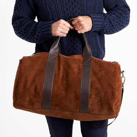 suede weekender bag
