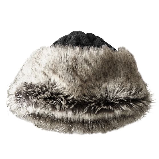 Winter Cashmere Hat with Faux Fur Trim 