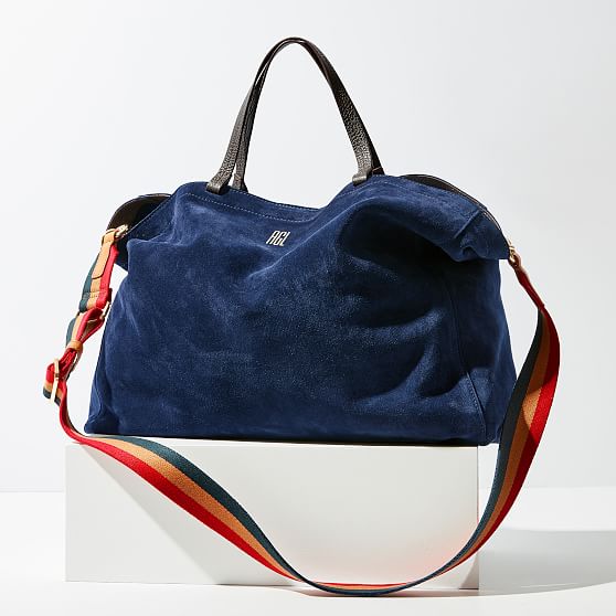 blue suede purse