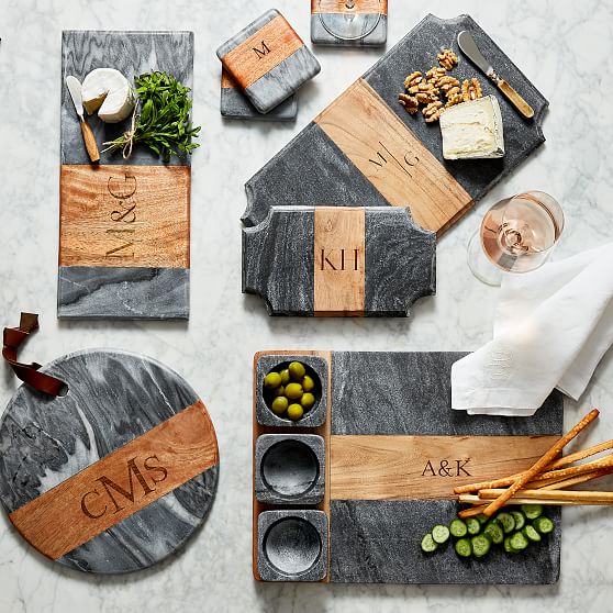 Exquisite Wood and Marble Serving Tray for Cheese 30x20x1.2cm Desserts and Cakes Black Marble Cheese Board with Acacia Wood Bread Black Pastry Bare Space Wood and Marble Cutting Board