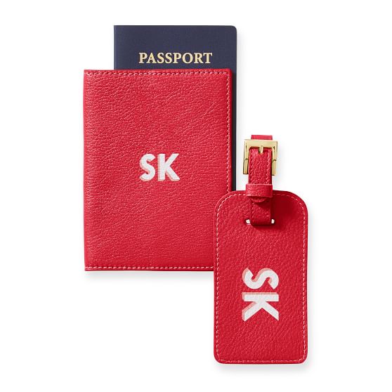 Personnalisé Initiales Nom marbre Passport Housse Support PU cuir Luggage Tag 