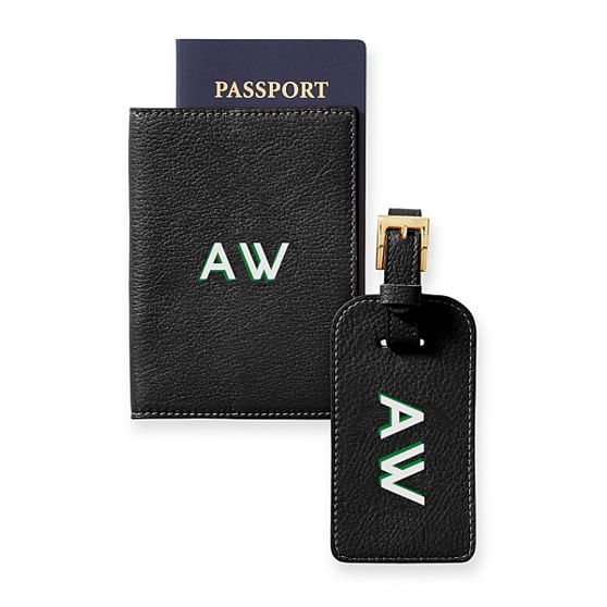 Leather Luggage Tag and Passport Case, Printed | Mark and Graham