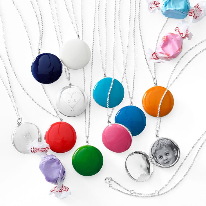 enamel locket necklace