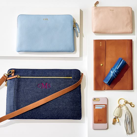 Bedford Personalized Laptop Messanger Bag Indigo Chambray Mark and