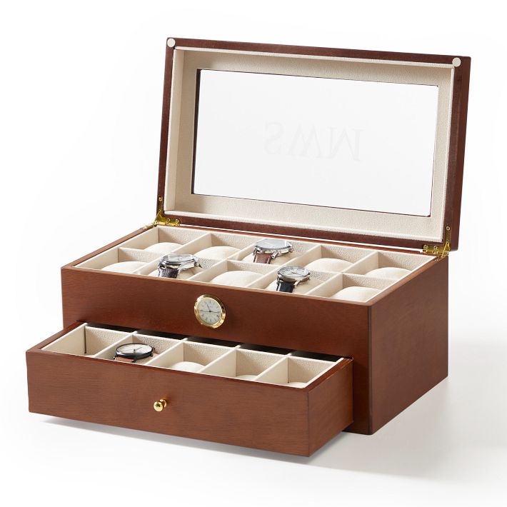 Wooden Watch Box with Quartz Clock | Mark and Graham