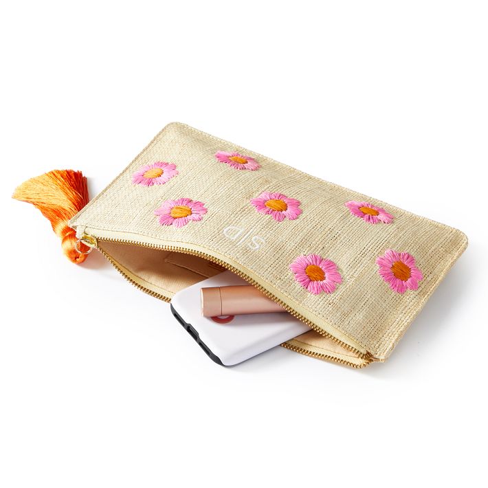 Brown - Gamcha Fabric Hand Embroidered Jewelry Pouch main image 1