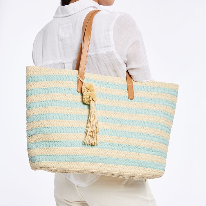 Striped Straw Tassel Beach Tote Mark and Graham