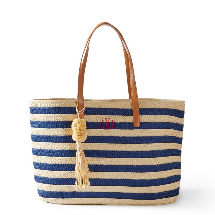 Striped Straw Tassel Beach Tote Mark and Graham