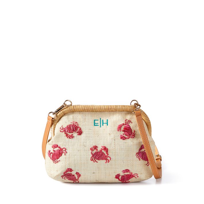 Embroidered Raffia Crossbody Bag | Mark and Graham