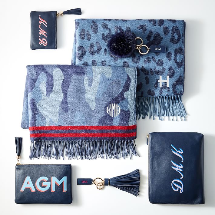 Oversized Leather Tassel Monogrammed Keychain Mark and Graham