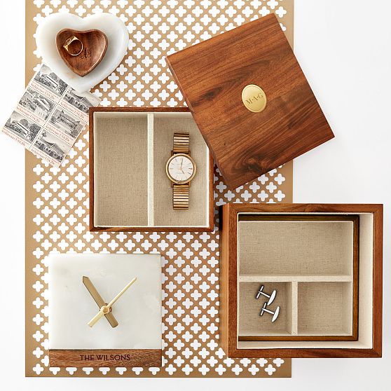 Monogrammed Marble Desk Clock Personalized Home Decor Mark and Graham