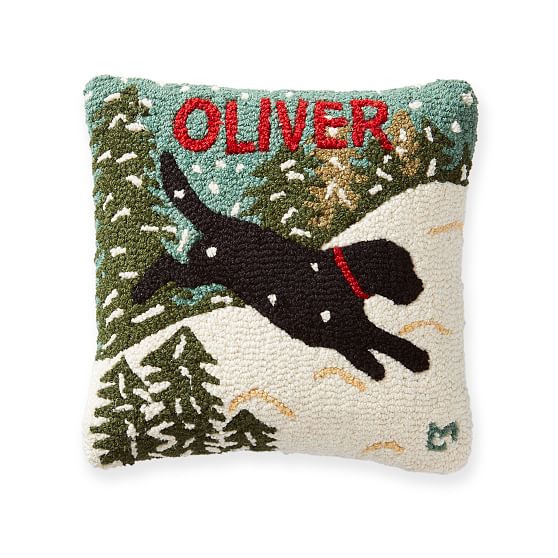 Hand Hooked Personalized Pet Pillows Mark and Graham