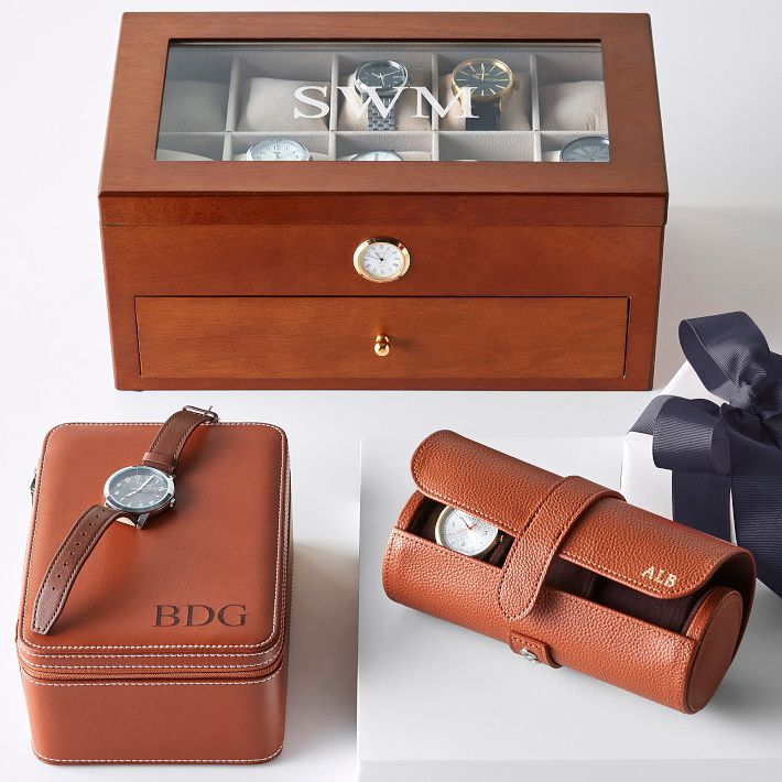 Luxury Watch Roll Case Display Watch Box Genuine Leather Travel Wristwatch  Jewelry Storage Pouch Organizer Gift Free Engraving