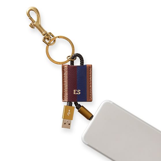 Monogrammed USB Charging Keychain Mark and Graham
