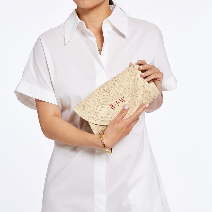 Monogrammed Palm Leaf Envelope Clutch