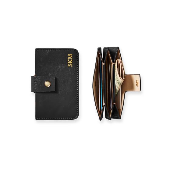 Monogrammed Commute Leather Card Holder - Shadow Print