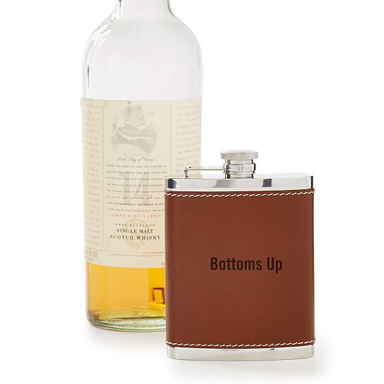 Personalized Leather Wrapped Flask Mark And Graham