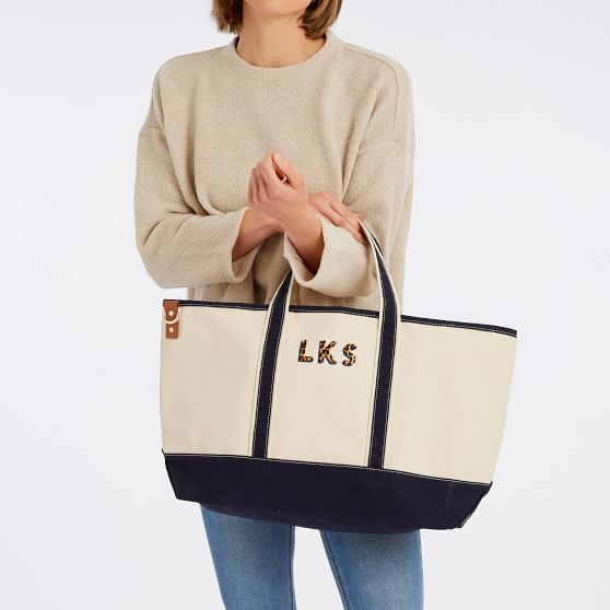 Embroidered Monogram Canvas Tote 