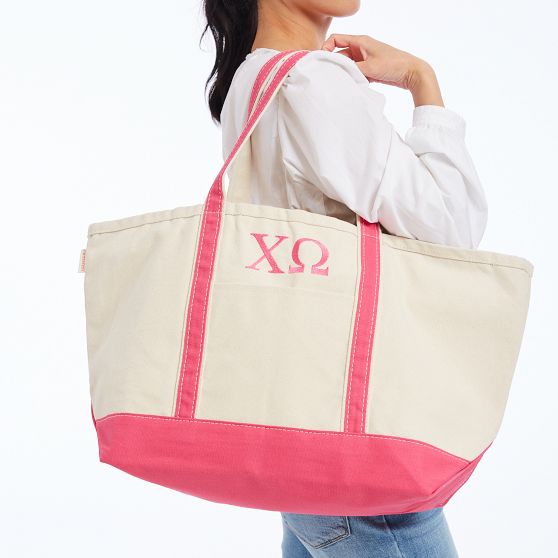 Victoria Secret Pink Stripe Canvas Large Palm Beach Tote Bag