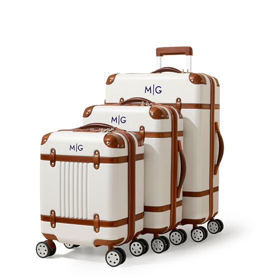 White + Brown Terminal 1 Family Luggage - Set of 4, Personalized Luggage