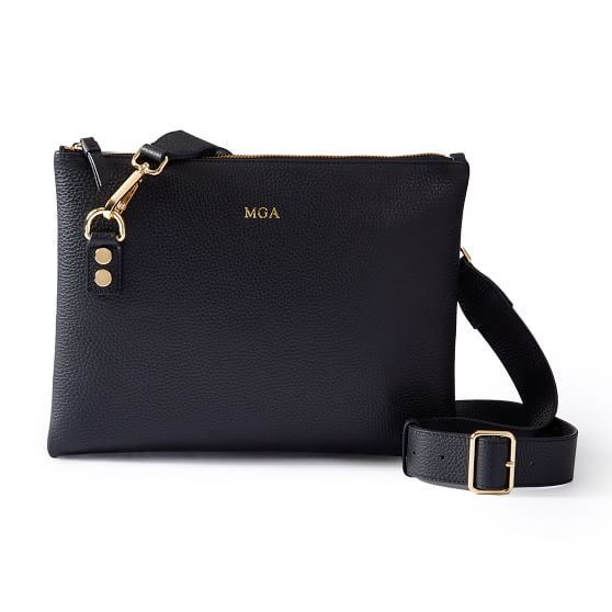 Bonia, Bags, Bonia Logo Crossbody Bag Black Gray Nylon Leather Trim
