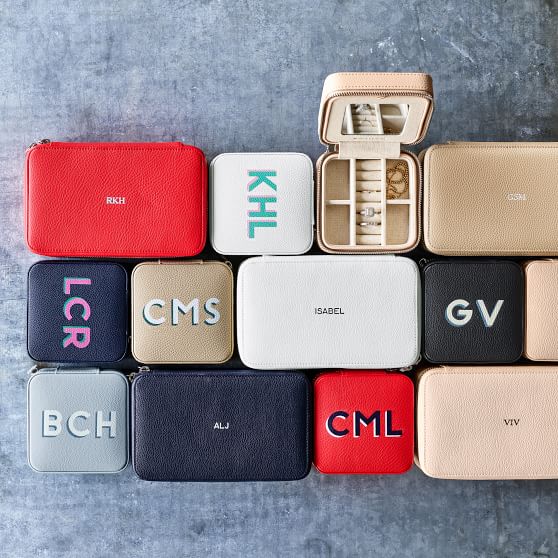 Large Monogrammed Travel Jewelry Case
