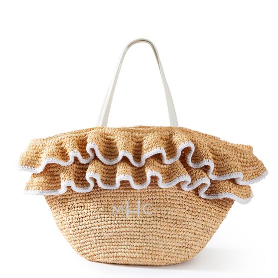 Scalloped Raffia Clutch