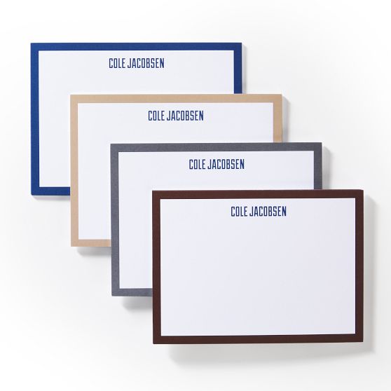 Letterpress Solid Personalized Stationery Cards - Set of 50