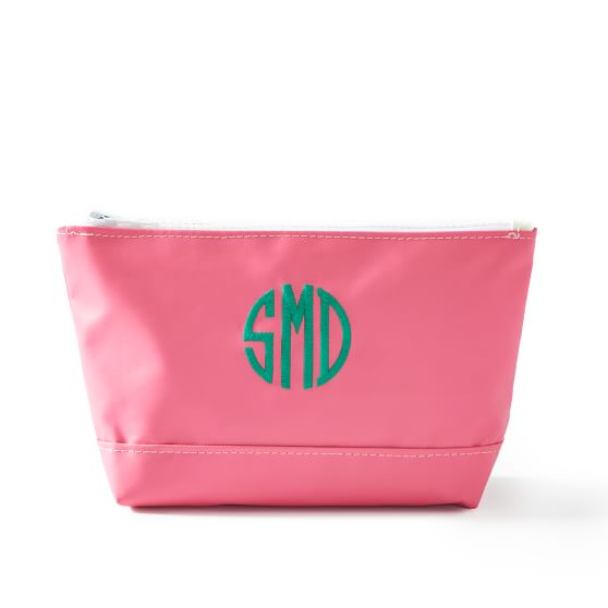 Personalised Monogrammed Makeup Bag Faux Vegan Leather 