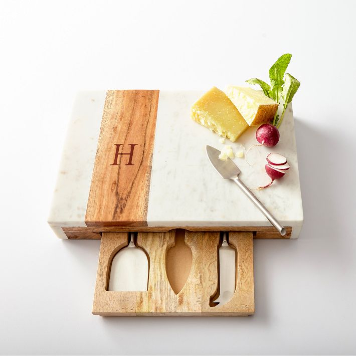 Marble Stone and Wood Board Premium Cheese Board Knife Set Cheese