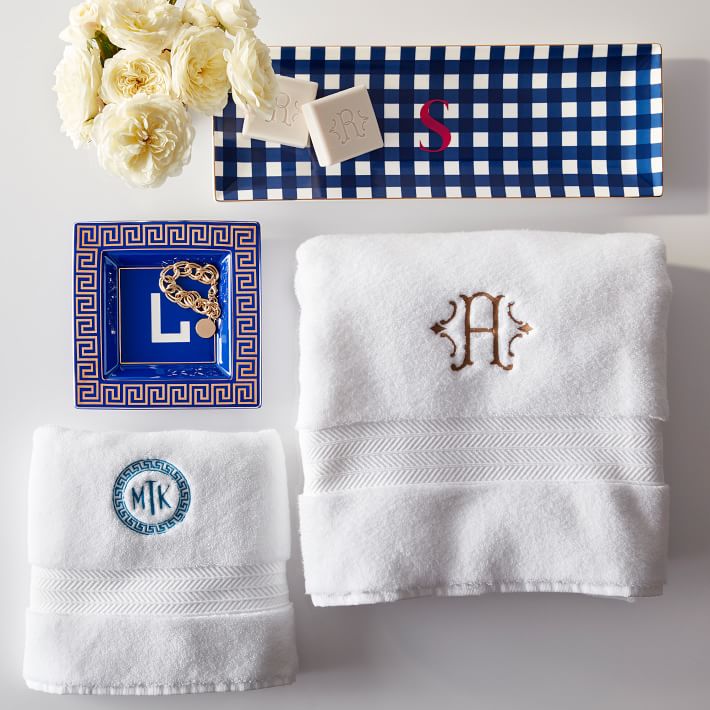 Premium Turkish cotton bath towel with handmade Madeira Embroidery