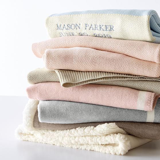 Cotton Cashmere Blend Stroller Blanket Personalized Baby Blanket