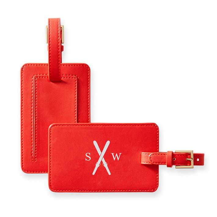Graphic Image Leather Luggage Tag - Red