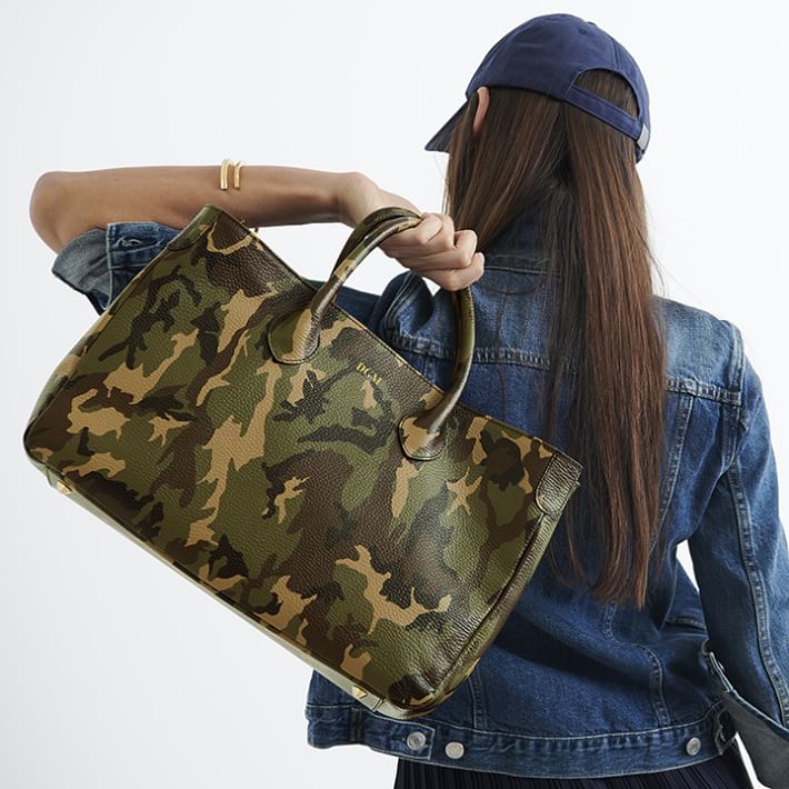 Elisabetta Monogrammed Slouch Camo Handbag | Mark and Graham